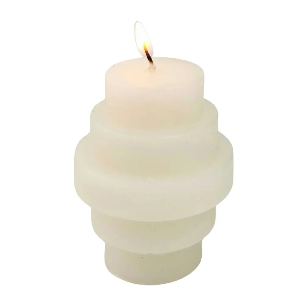 3x Urban Stacked 6cm Vanilla Scented Candle Home Fragrance Tabletop Decor Cream