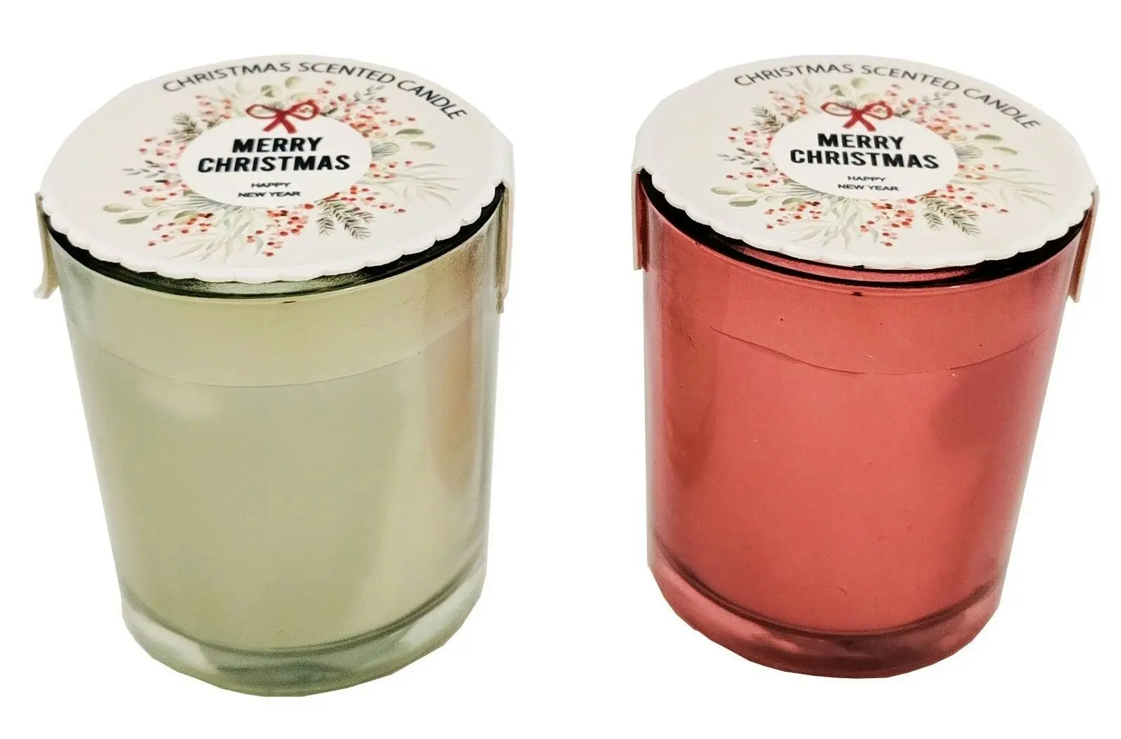 3x 2pc Urban Christmas 7cm Glass Scented Candle Soy Blend Wax Fragrance Red/GRN