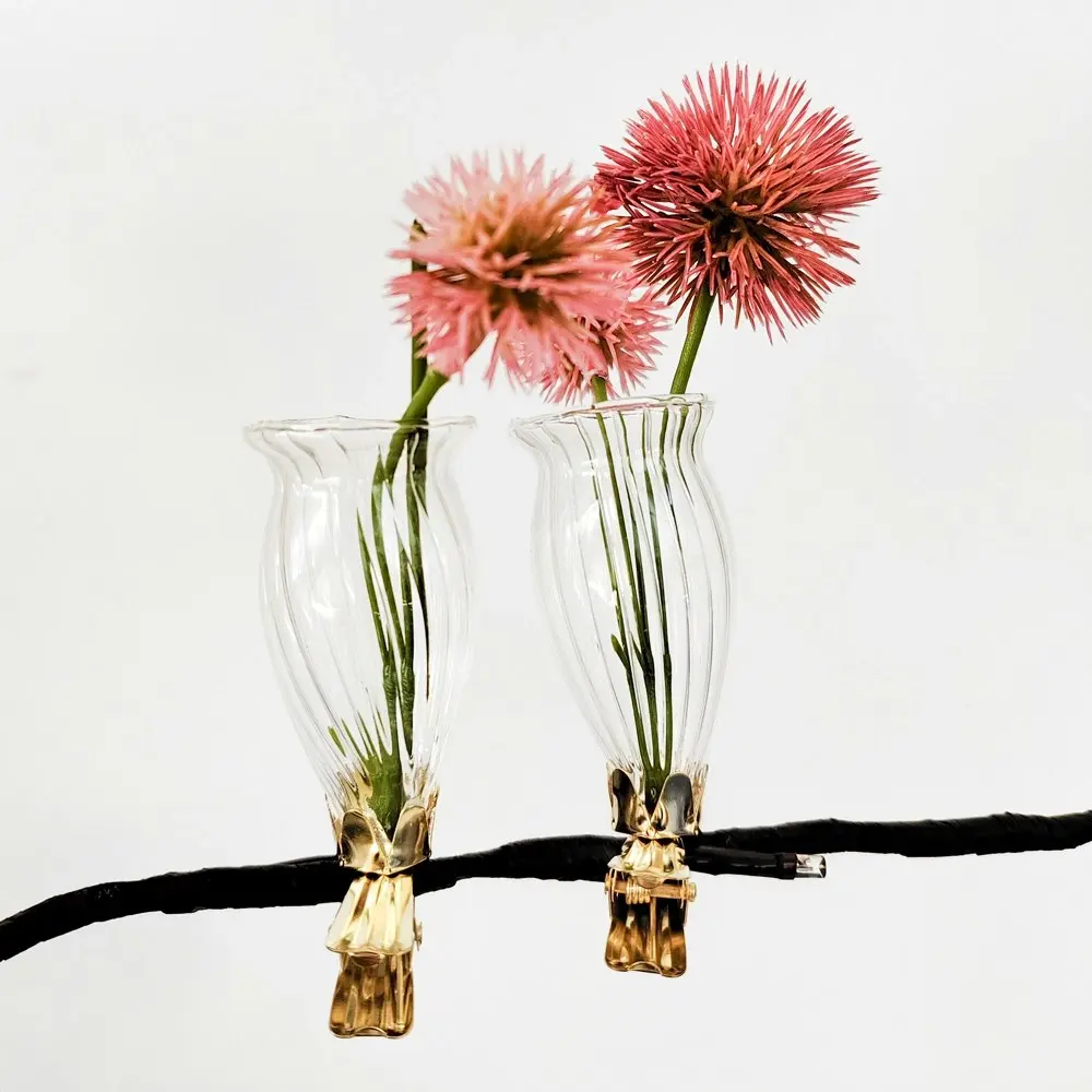 4pc Urban Products Decorative Kinkora Flower Clip Vases Clear Home Decor