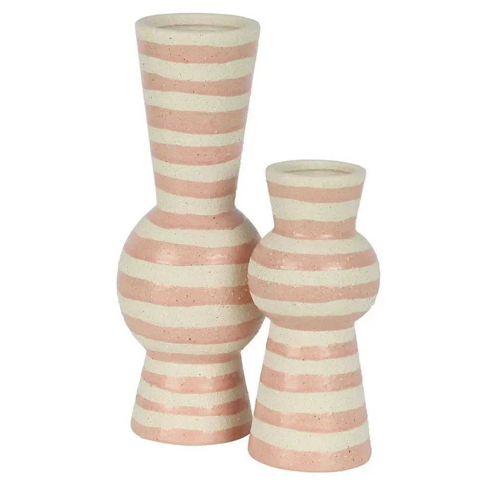 2x Belle Solana Ceramic Flower Vase Small 20cm Plant Holder Accent Light Pink