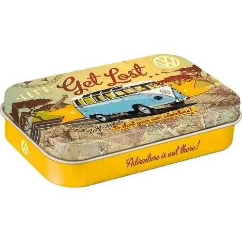 2x Nostalgic Art 10cm Metal Tin Mint Box XL VW Bulli Let's Get Lost Hard Candy