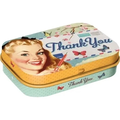 2x Nostalgic Art Mint Box Metal 6cm Tin Thank You Hard Candy Mints Fresh Breath