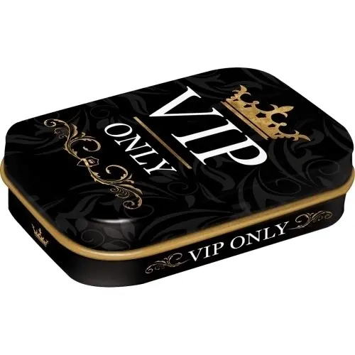 2x Nostalgic Art 6cm Mint Tin Box VIP Only Fresh Breath Hard Candy Mints Black