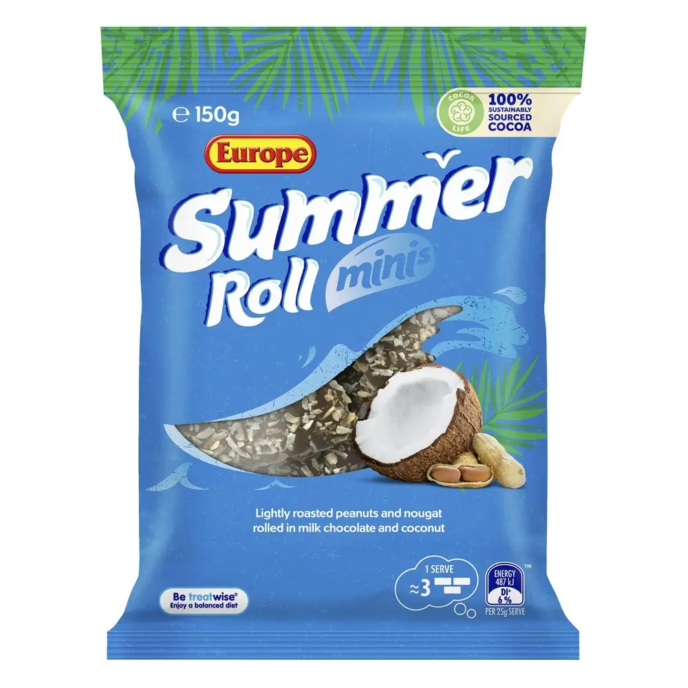 6x Europe Summer Roll Minis Chocolate & Coconut Confectionery Bites Snacks 150g