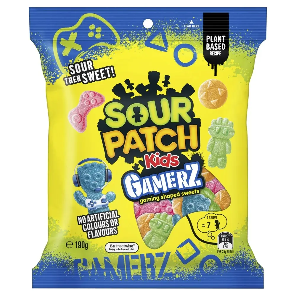 20pc Sour Patch Kids Gamerz 190g Sweets Confectionery Gummy Lollies Candy