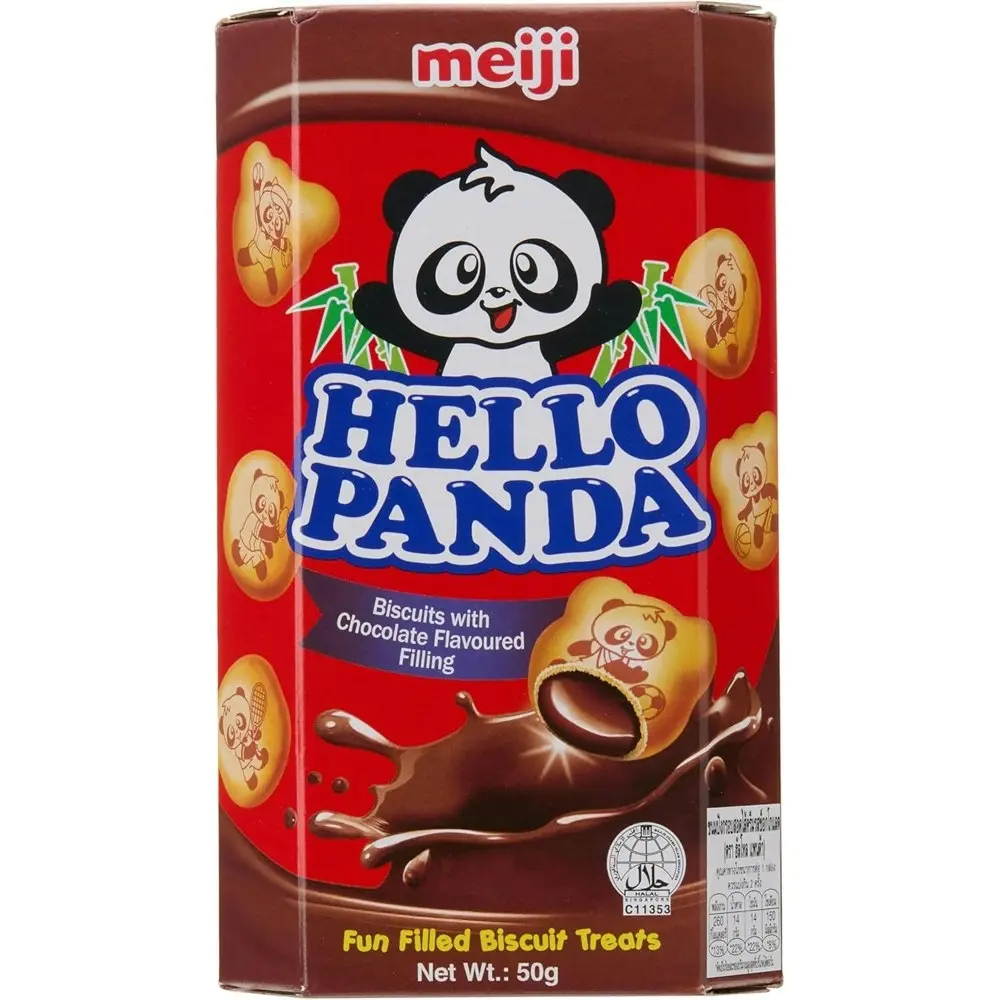 12x Meiji Hello Panda Chocolate Flavoured Japanese Sweet Biscuit Snack 50G