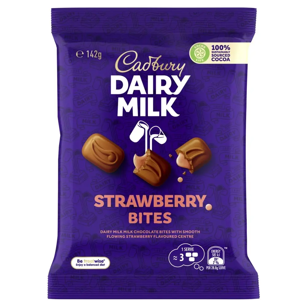 12pc Cadbury Dairy Milk Strawberry Bites 142g Chocolate Confectionery Candy