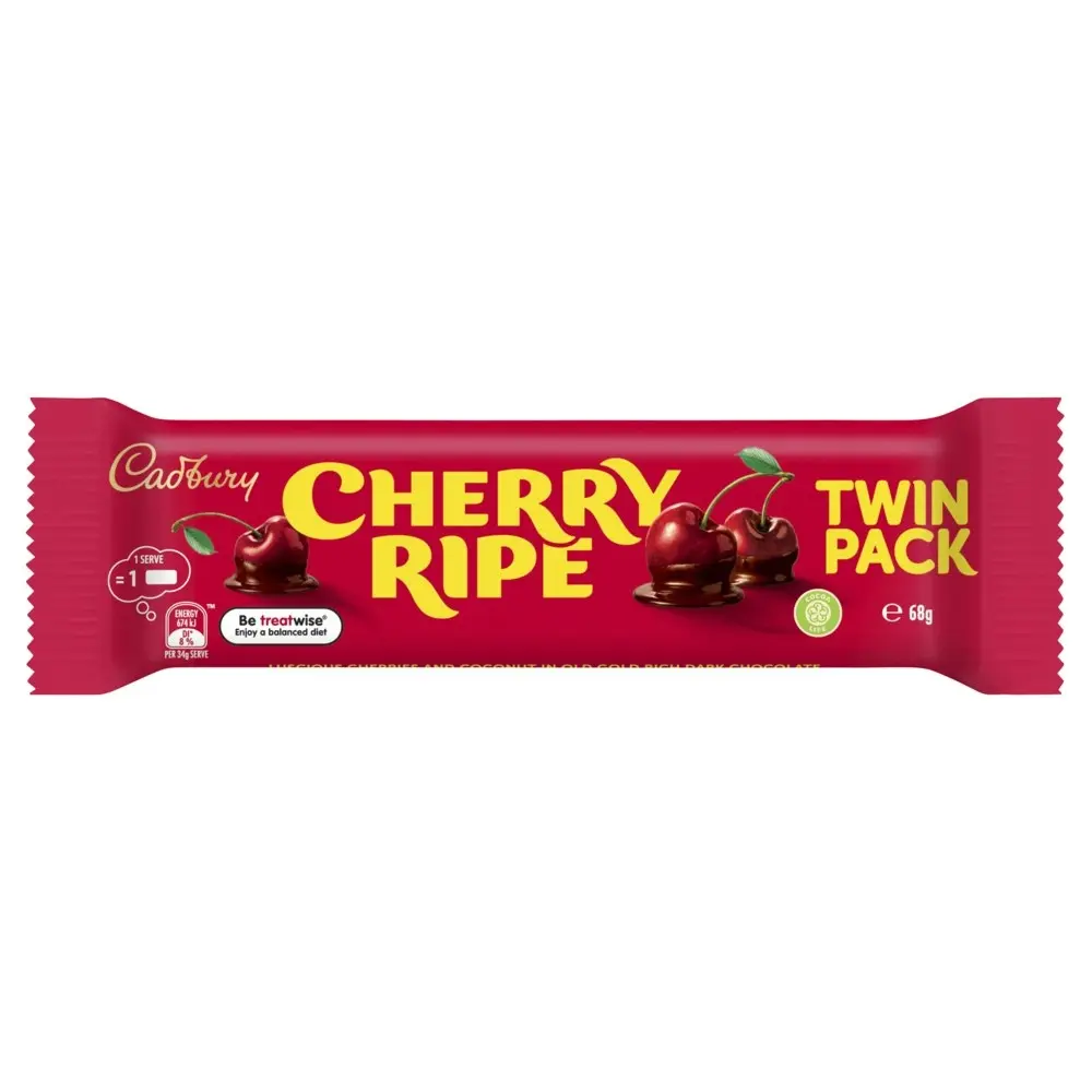 36pc Cadbury Cherry Ripe 68g Chocolate Confectionery Candy Bar Twin Pack