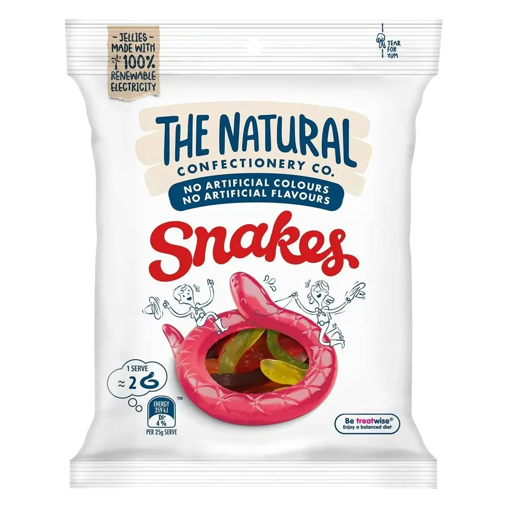 12pc The Natural Confectionery Co. Snakes 190g Gummy Lollies Candy Sweets