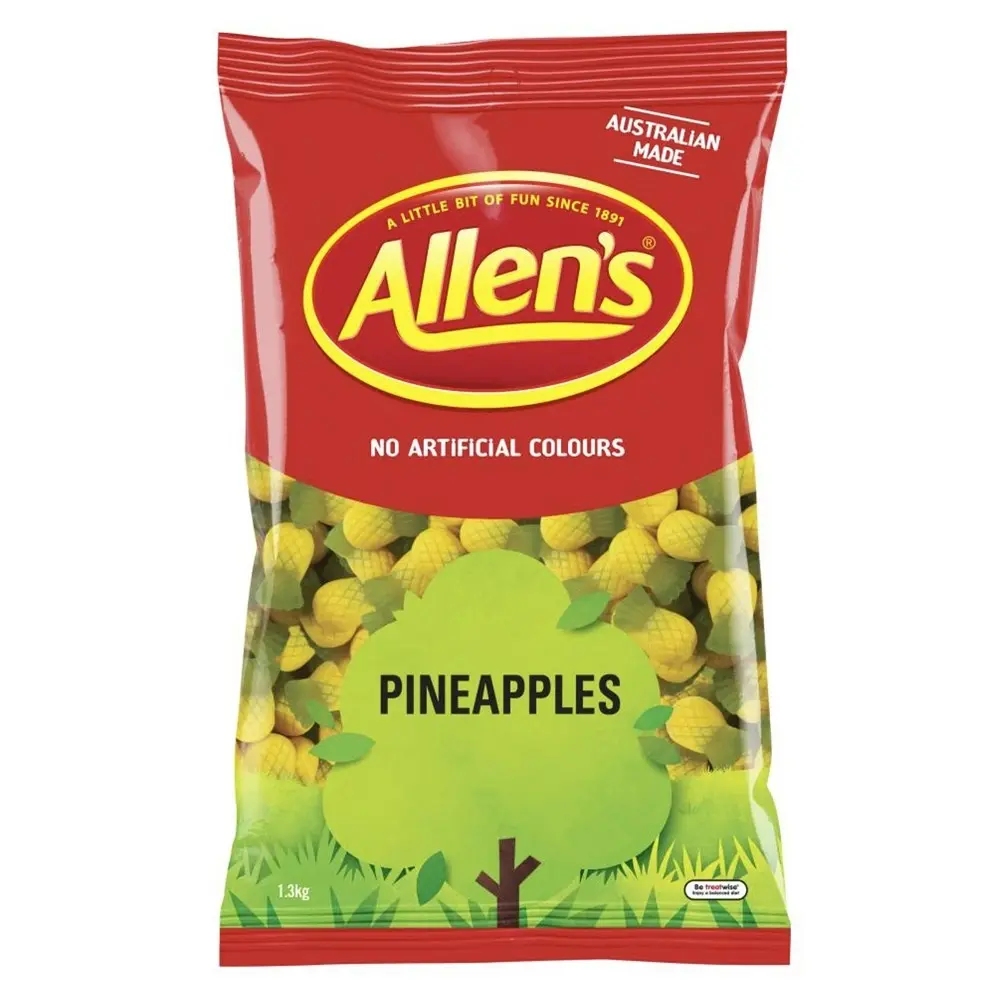 2x Allens Pineapples Large Soft Chew Confectionery Lolly/Candy Bag Sweets 1.3kg