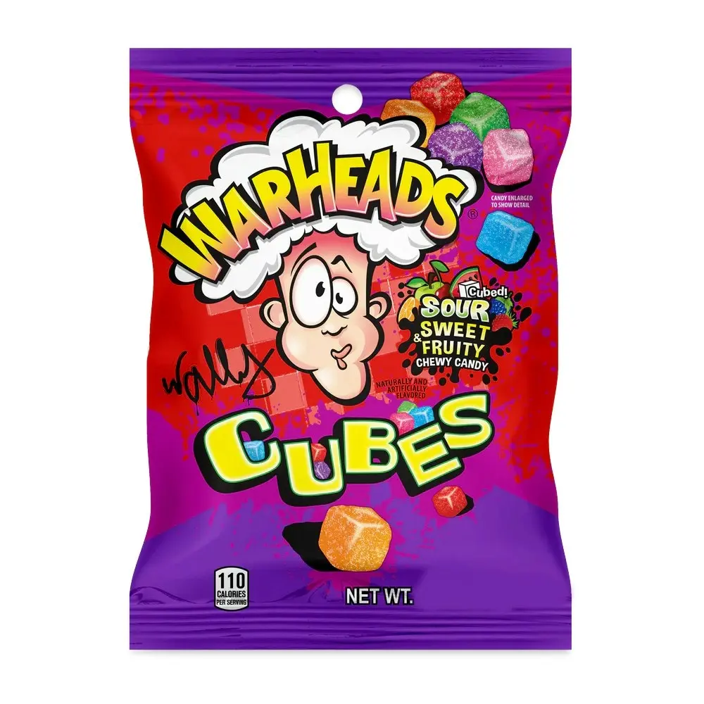 6x Warheads 113g Sour & Sweet Fruity Chewy Cubes Candy/Lollies Confectionery