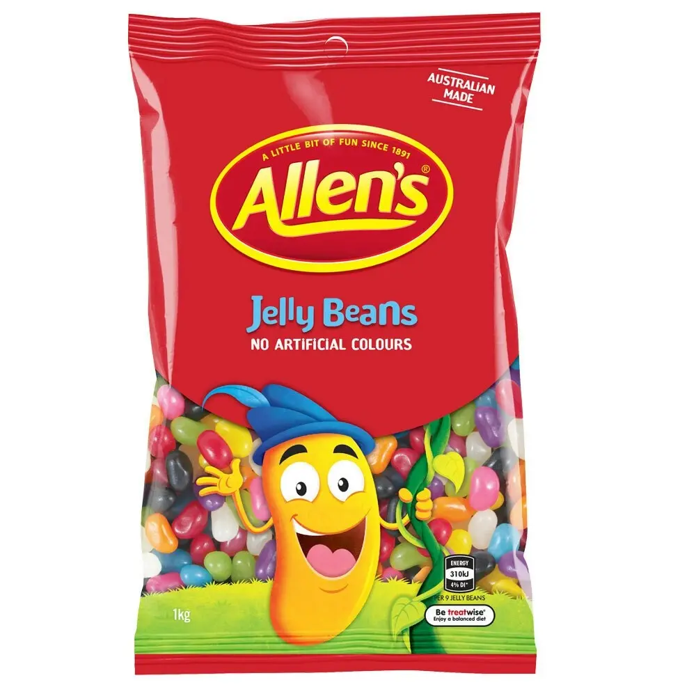 2x Allen's 1kg Assorted Fruit Stawberry/Orange/Apple Chewy Jelly Beans Bag