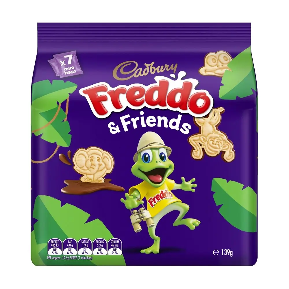 8pc Cadbury Freddo & Friends Chocolate Dipped Biscuits Bagged Treat Snack 139g