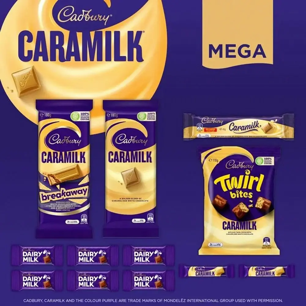 12pc Cadbury Dairy Milk Caramilk Mega Showbag Chocolate Confectionery Mix Snacks