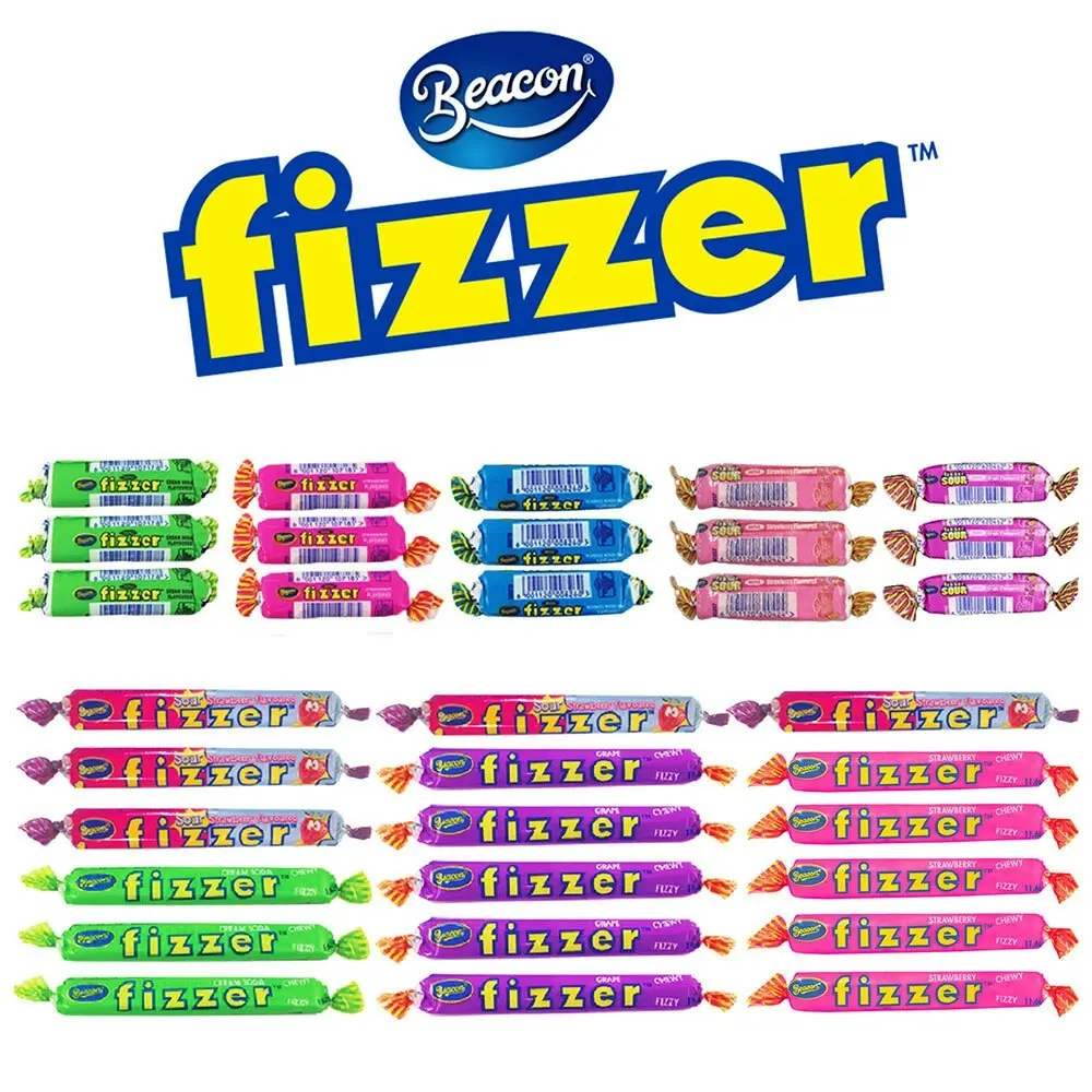 2PK Fizzer Chewy Sherbet Lolly/Confectionery Variety/Assorted Childrens Showbag