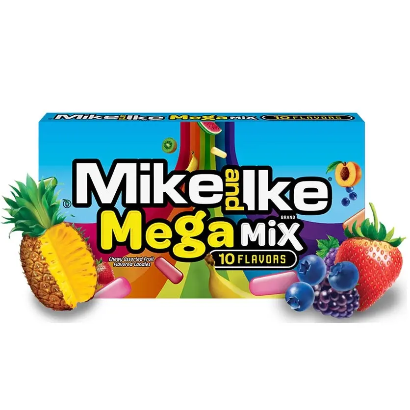 2x Mike & Ike 141g Mega Mix 10 Fruit Flavoured Chewy Confectionery Candy/Sweet