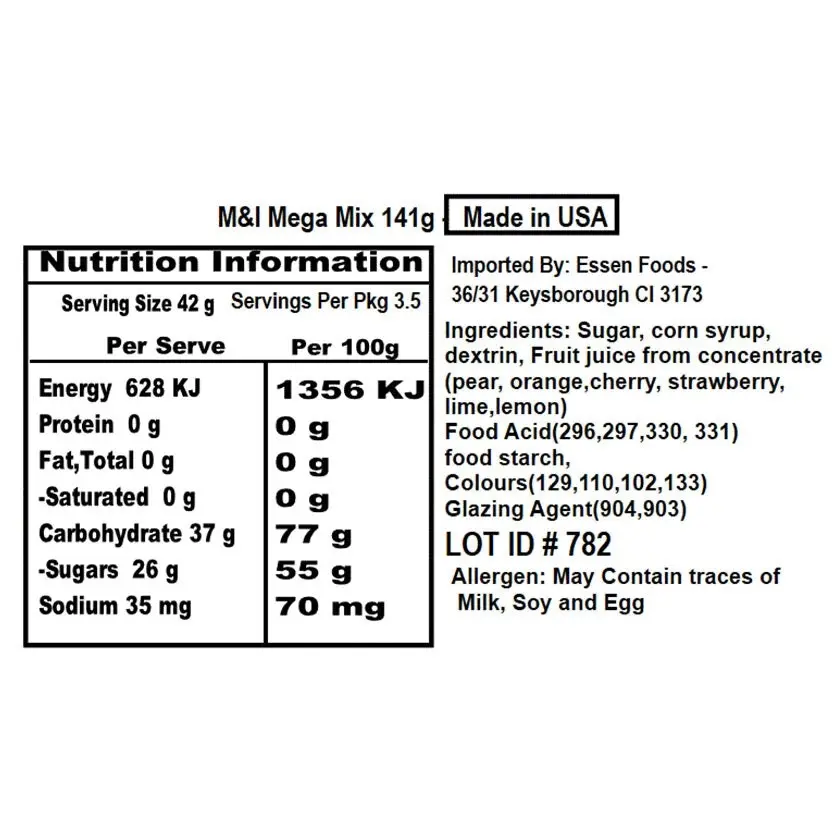 2x Mike & Ike 141g Mega Mix 10 Fruit Flavoured Chewy Confectionery Candy/Sweet