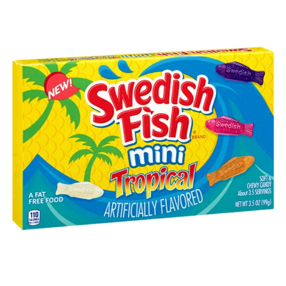 2x Swedish 99g Fish Move Box Mini Tropical Candy Confectionery Soft Chewy