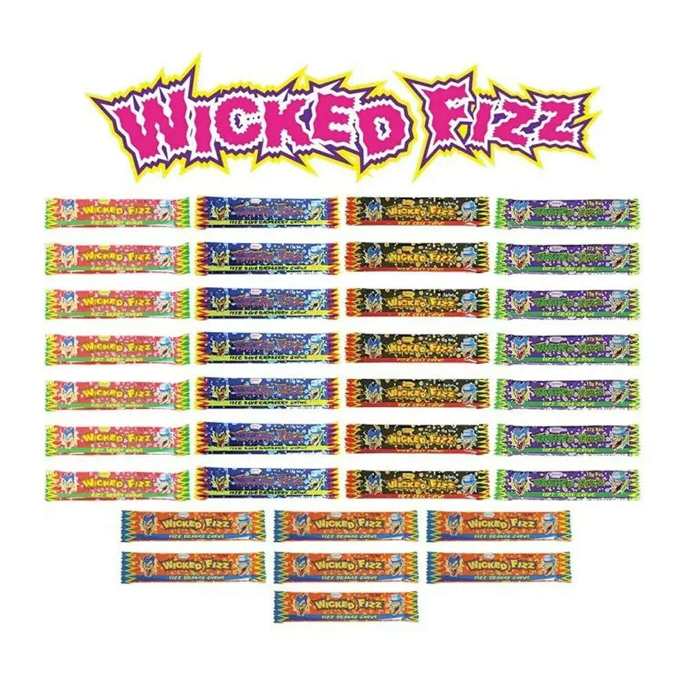 35pc Wicked Fizz Chewy Sour Flavoured Candy Kids/Children Party Favour Showbag