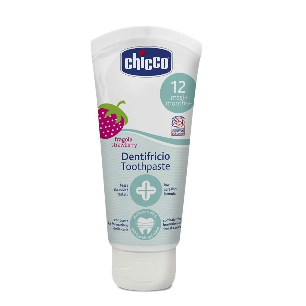 3x Chicco Nursing Baby 50ml Flouride-Free Toothpaste Dental Care Strawberry 12m+