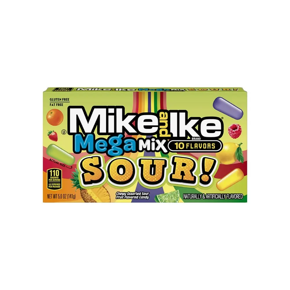 6x Mike & Ike Mega Mix Chewy Sour Candy Confectionery Lollies Sweets Box 120g