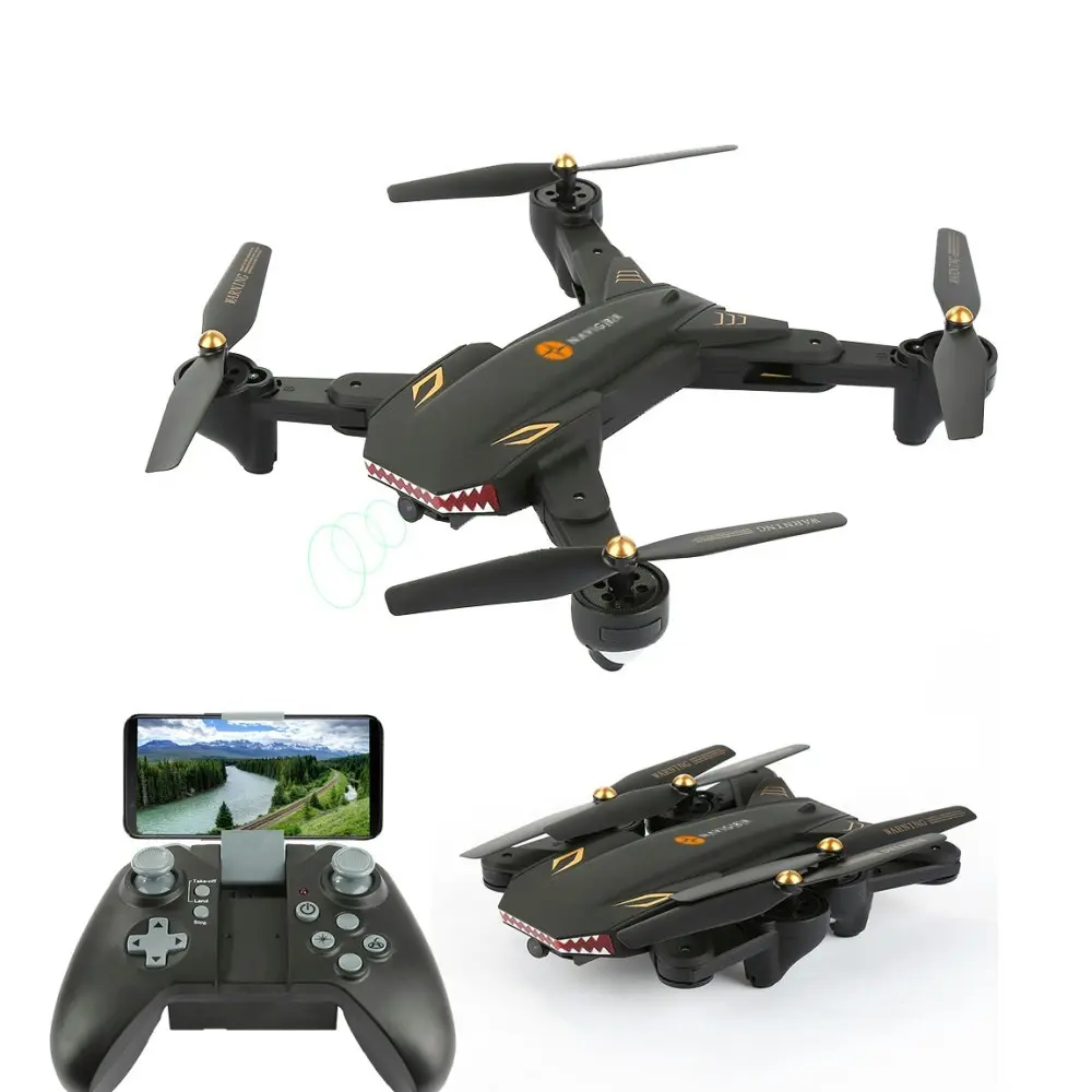 Navig8r Mako Foldable WiFi Drone w/ 720P HD Camera Aerial RC Quadcopter Black