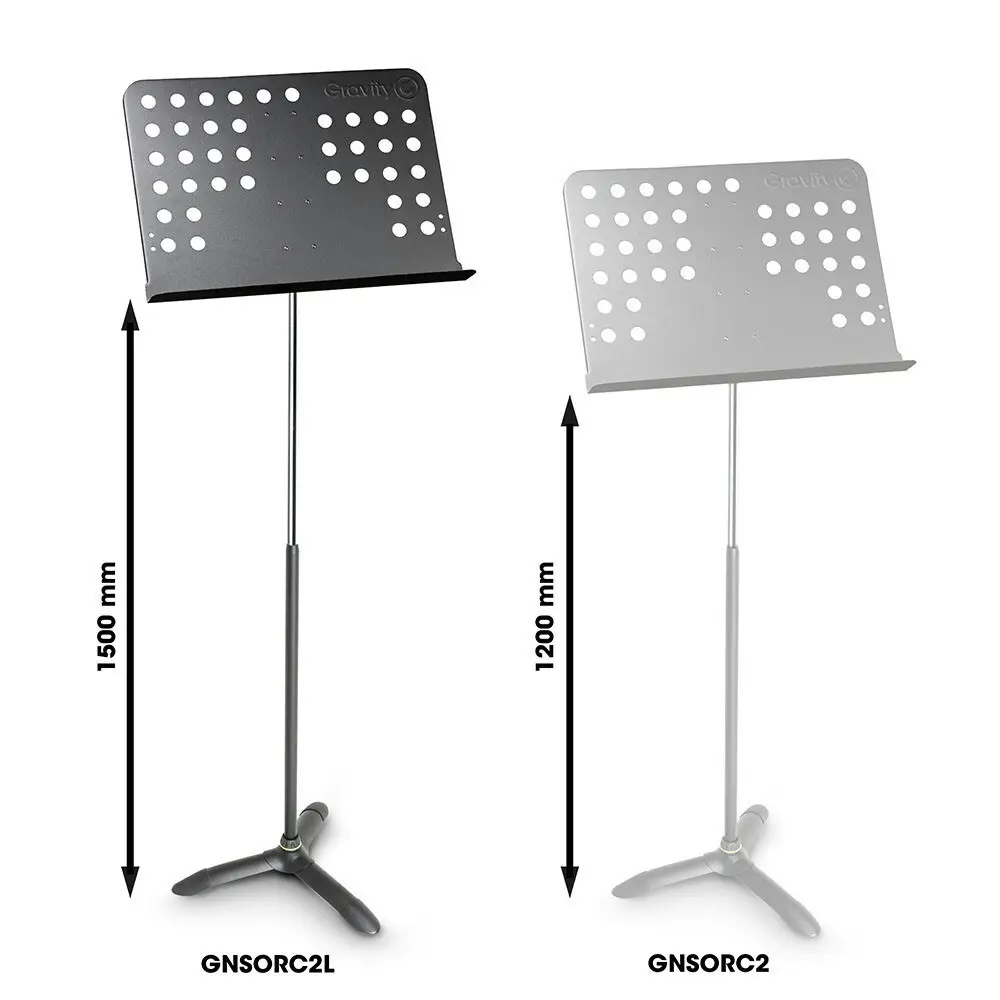 Gravity NSORC2L Orchestra Tall 150cm Music Stand w/ Perforated Steel Desk Black