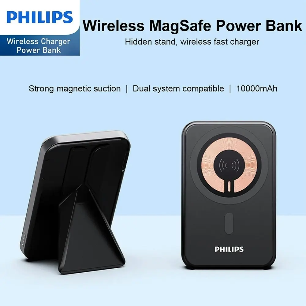 Philips Magnetic 15W Wireless Charger 10000mAh MagSafe Power Bank Battery Black