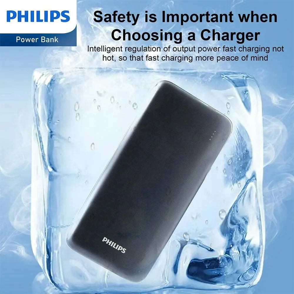 Philips 10000mAh PD Mobile Battery Fast-Charge Power Bank w/ 2-USB Port Black