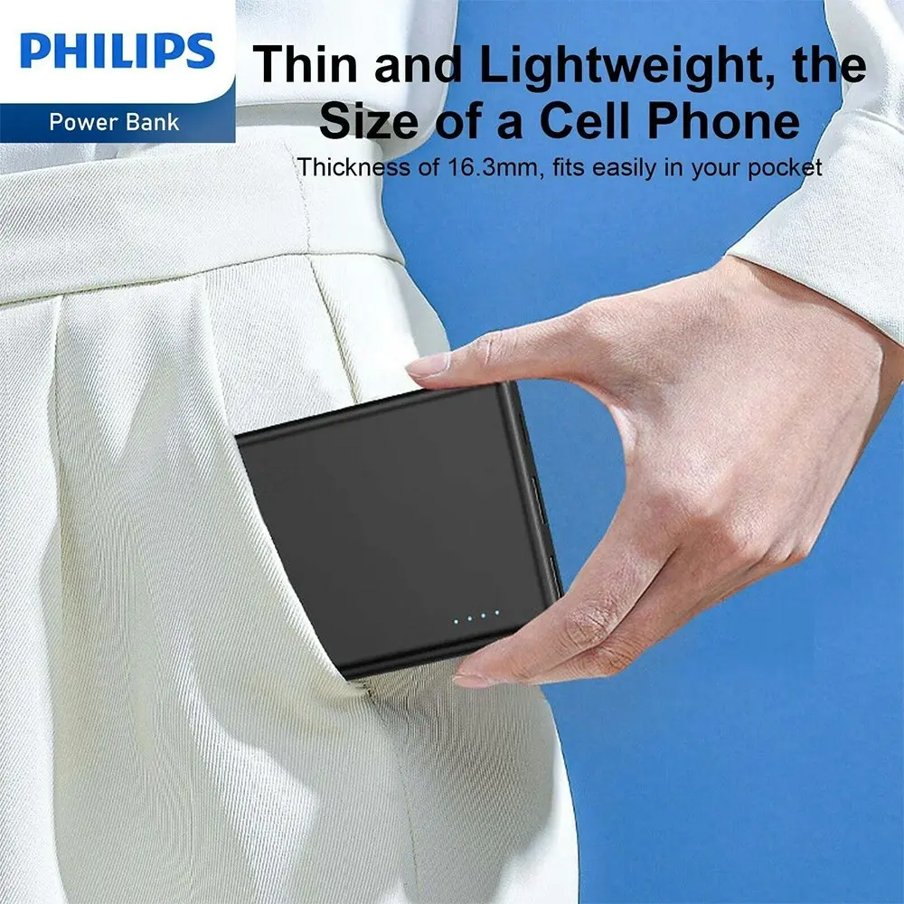 Philips 10000mAh PD Mobile Battery Fast-Charge Power Bank w/ 2-USB Port Black