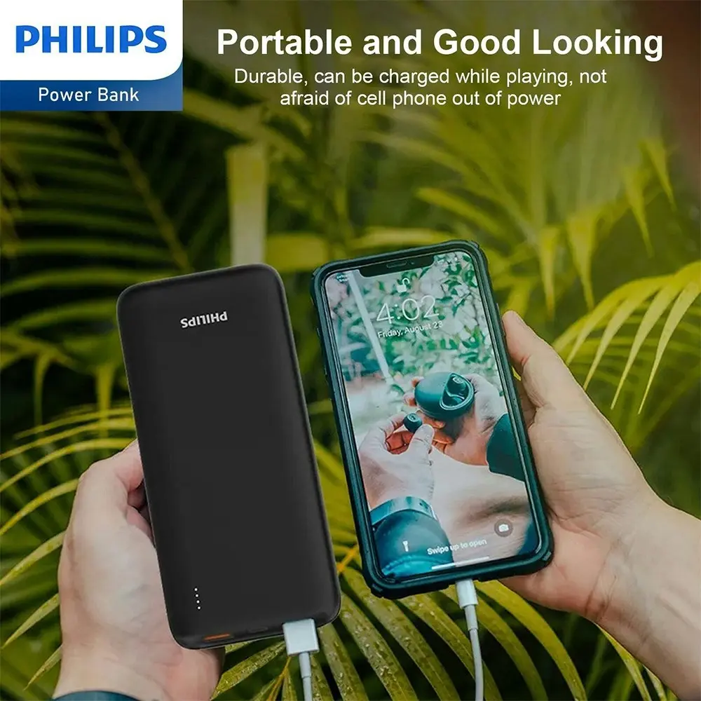 Philips 10000mAh PD Mobile Battery Fast-Charge Power Bank w/ 2-USB Port Black