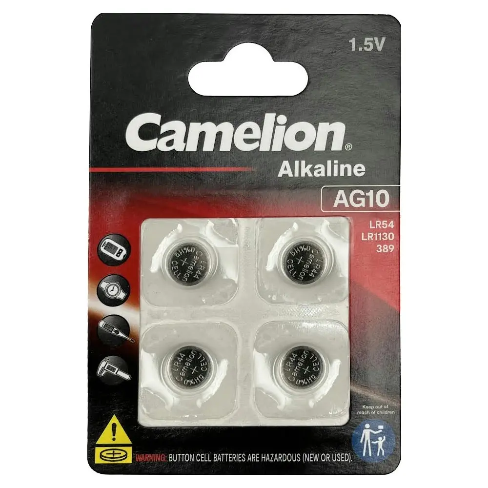 16pc Camelion Button/Coin Cell Alkaline LR1130/AG10/BP4 Long Lasting Batteries