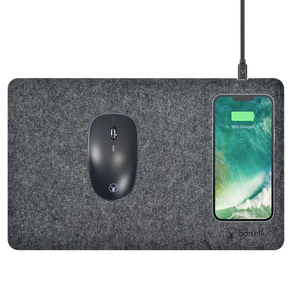 Bonelk Qi Wireless Charging Mouse Mat Pro 35cm For iPhone 15/Samsung S24 Grey