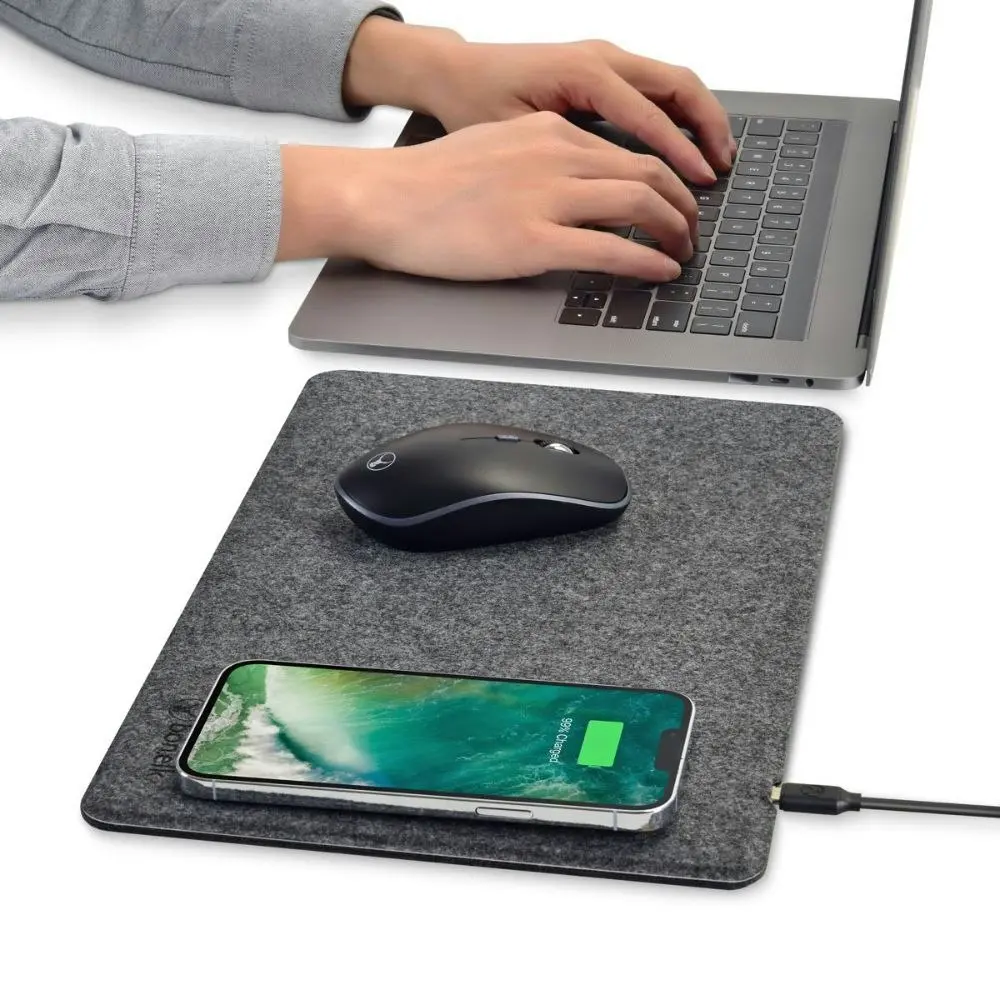 Bonelk Qi Wireless Charging Mouse Mat Pro 35cm For iPhone 15/Samsung S24 Grey