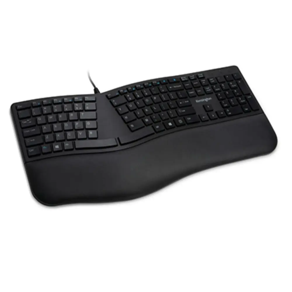 Kensington Wired Ergo Keyboard w/ Built-In Cushioned Wrist For Desktop/PC Black