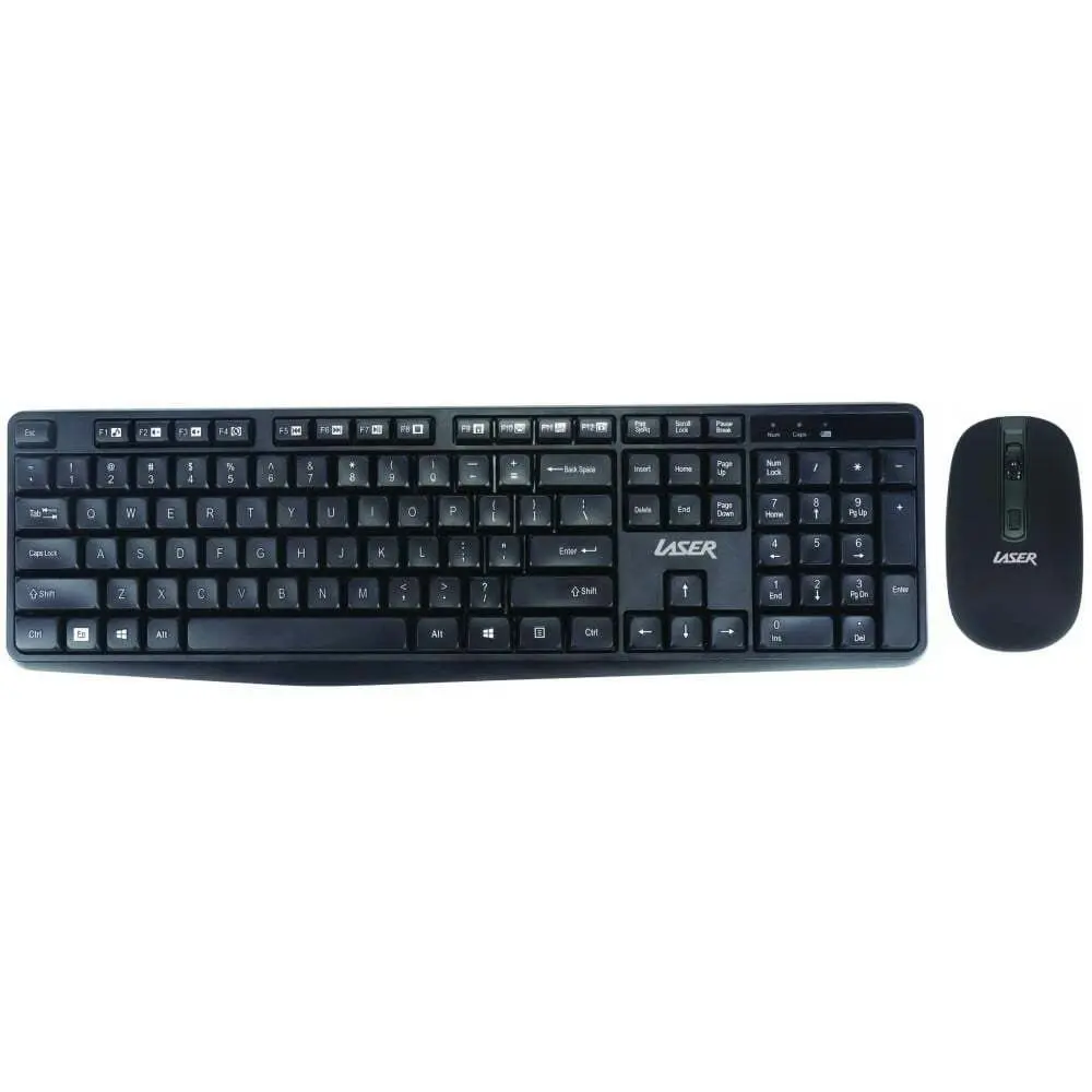 Laser Multimedia Wireless Keyboard & Mouse Combo For Laptop/PC Computer Black