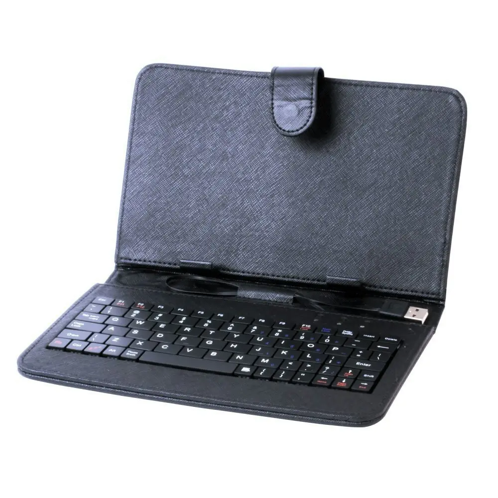 Laser Universal Folio Case Cover Protection w/ Keyboard For 7" Tablet Black