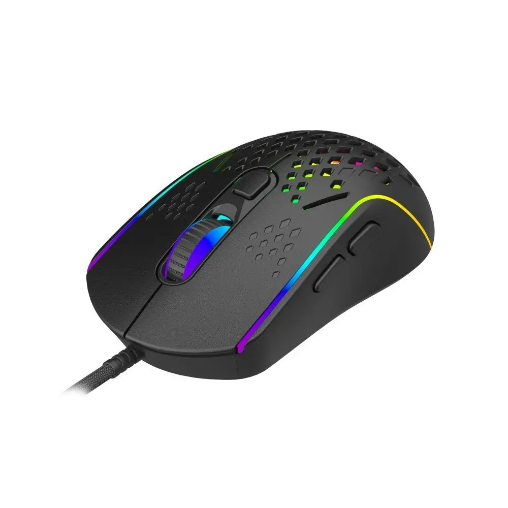 Laser Wired Gaming RGB LED Mouse 12800 DPI Optical For PC/Laptop Computer Black