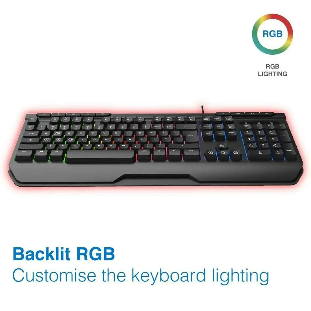 Laser Gaming LED Full Size Wired Keyboard MBK701 For PC/Laptop Computer Black