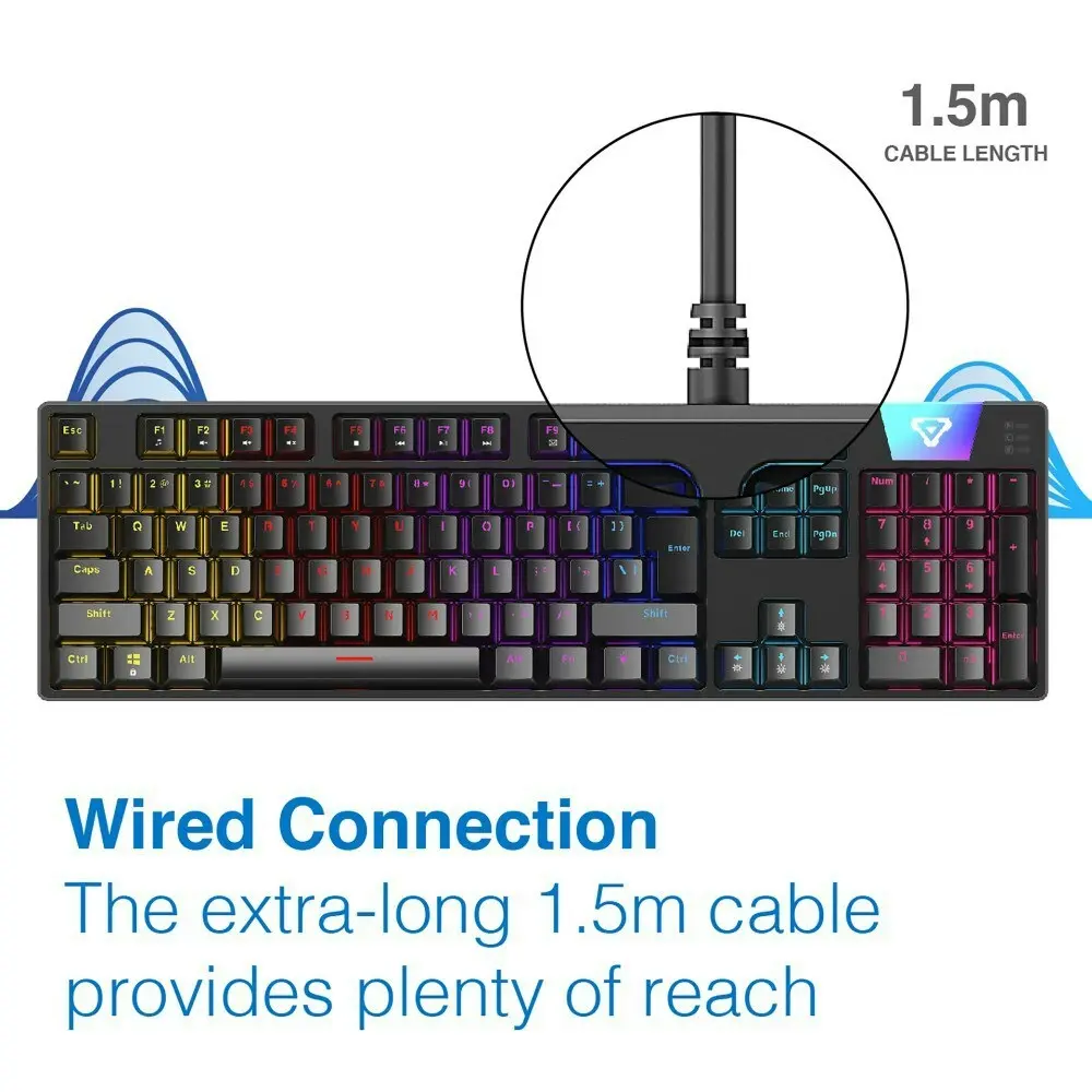 Laser Gaming LED Wired Mechanical Keyboard For PC/Computer RGB Backlit Black