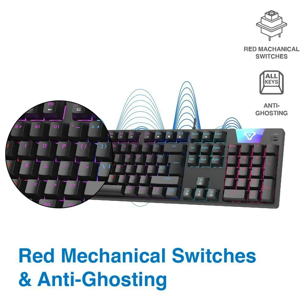 Laser Gaming LED Wired Mechanical Keyboard For PC/Computer RGB Backlit Black