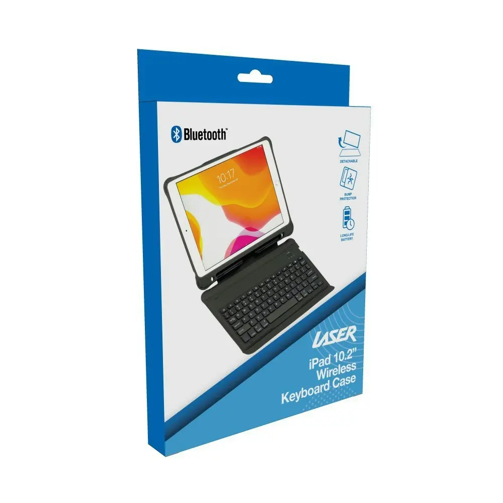 Laser Case Cover w/ Wireless Bluetooth Keyboard Detachable For iPad 10.2'' Black