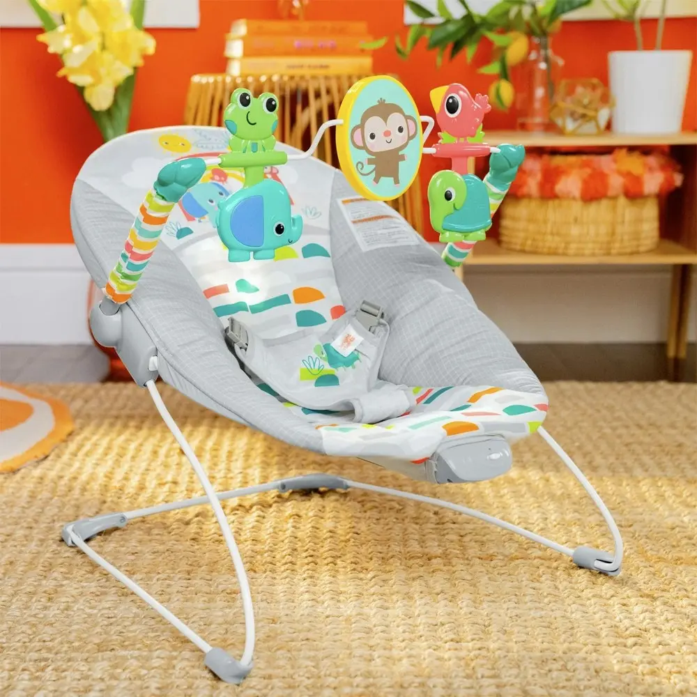 Bright Starts Playful Paradise Vibrating Baby Bouncer Rocker Chair Play Set 0-6m