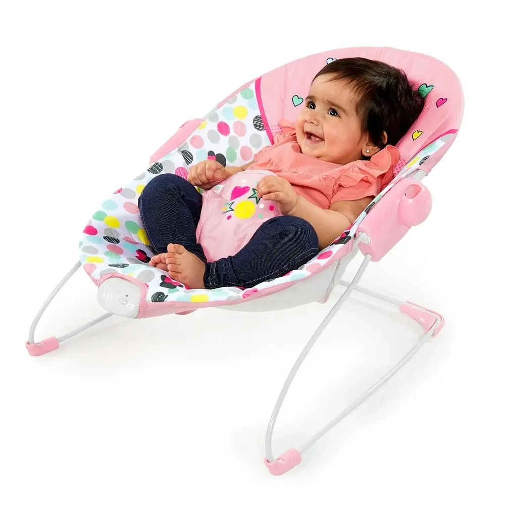 Disney Bright Starts Baby/Newborn Vibrating Bouncer Chair 0m+ Minnie Mouse Pink