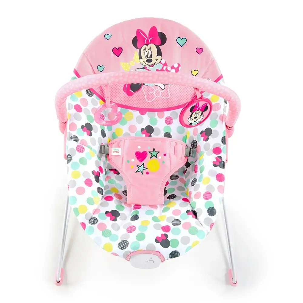 Disney Bright Starts Baby/Newborn Vibrating Bouncer Chair 0m+ Minnie Mouse Pink