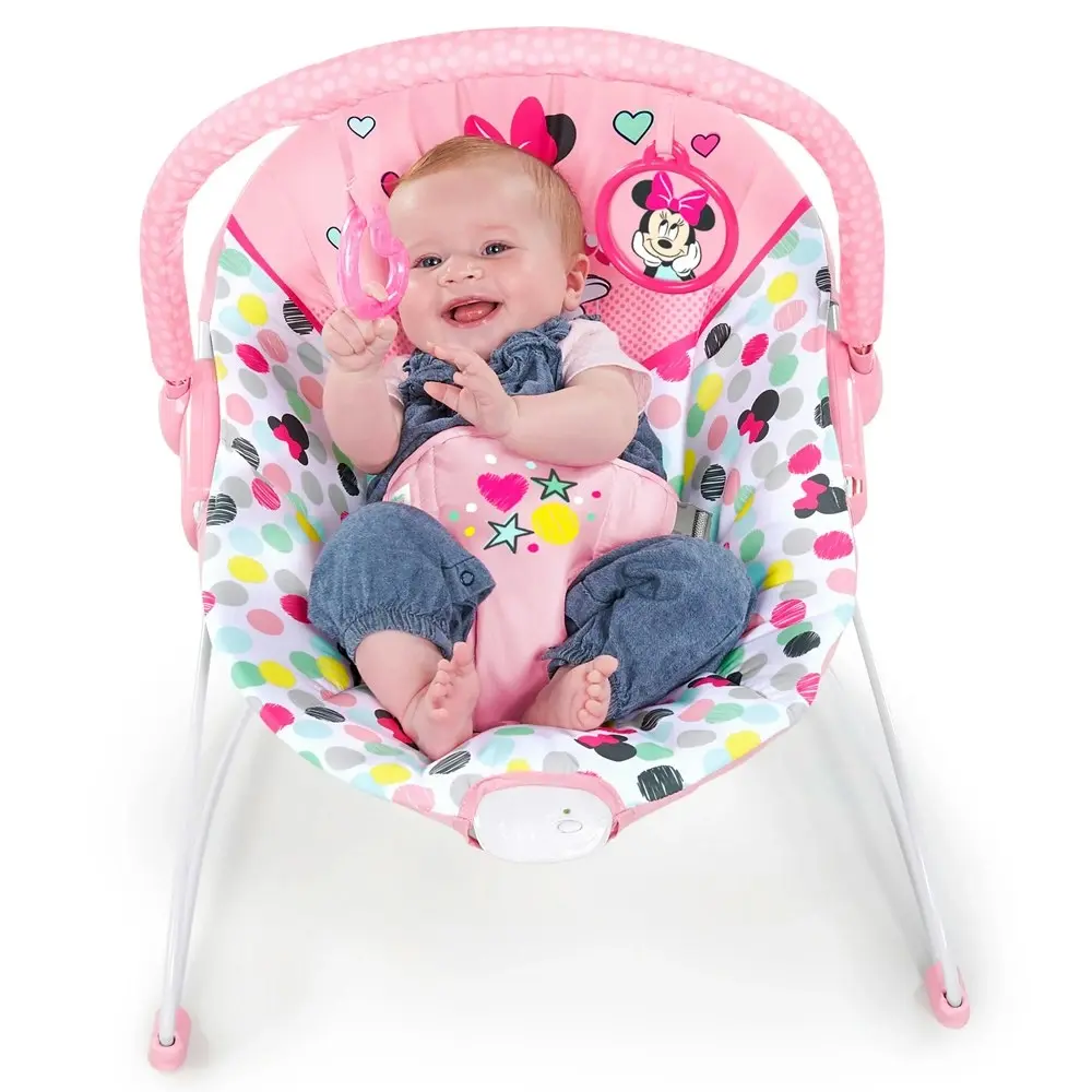 Disney Bright Starts Baby/Newborn Vibrating Bouncer Chair 0m+ Minnie Mouse Pink