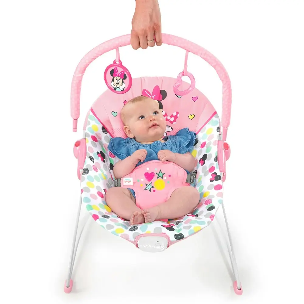 Disney Bright Starts Baby/Newborn Vibrating Bouncer Chair 0m+ Minnie Mouse Pink