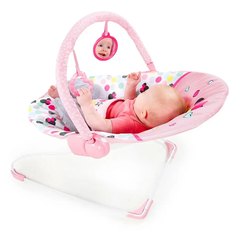 Disney Bright Starts Baby/Newborn Vibrating Bouncer Chair 0m+ Minnie Mouse Pink