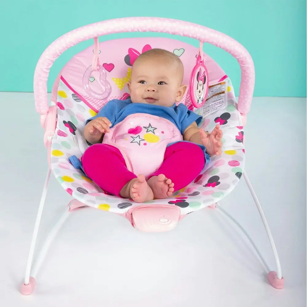 Disney Bright Starts Baby/Newborn Vibrating Bouncer Chair 0m+ Minnie Mouse Pink