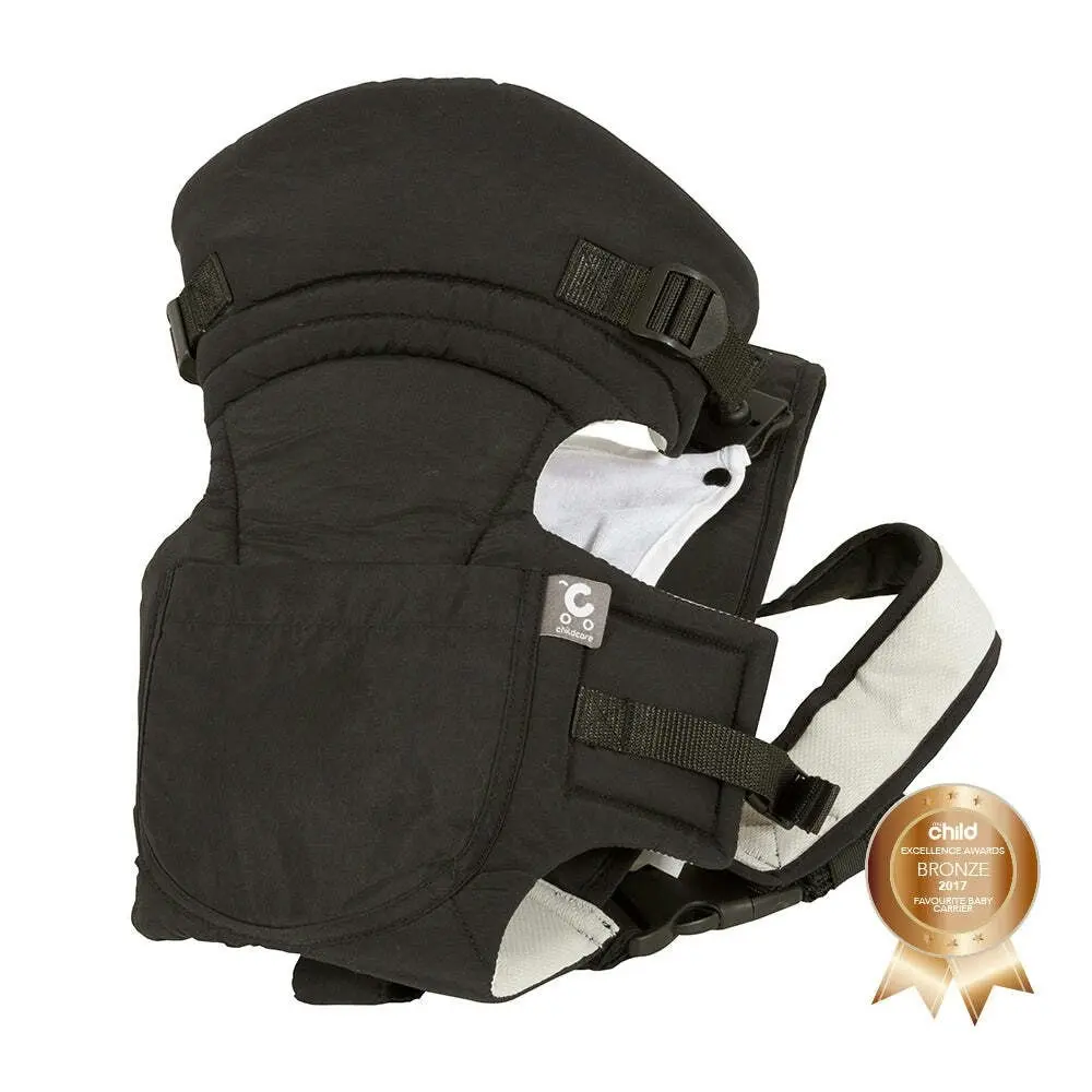 Childcare Adjustable Padded Strap W/Pocket Baby Carrier For Babies 3.6-9kg Black